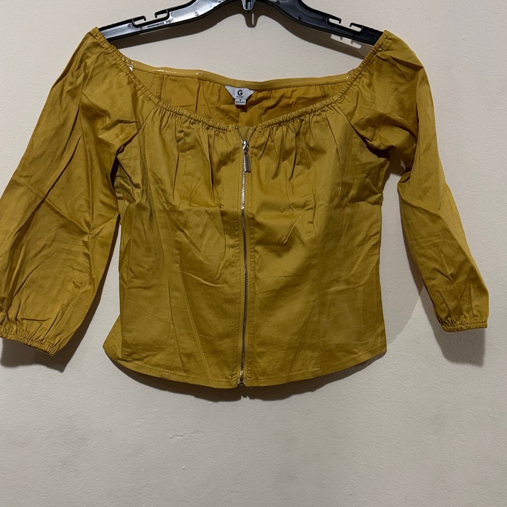 G by Guess Mustard Off-Shoulder Blouse